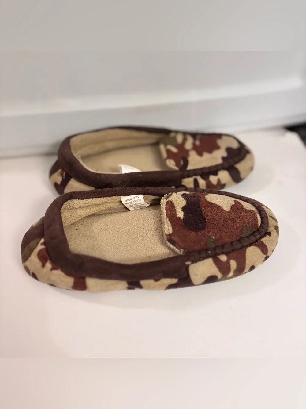 Kids Camouflage Moccasin Slippers - Brown/Green/Tan